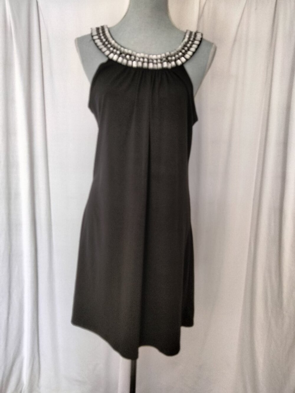 3 Pink hearts Trixxi Metal Studded neckline A Line sleeveless black Dress size L